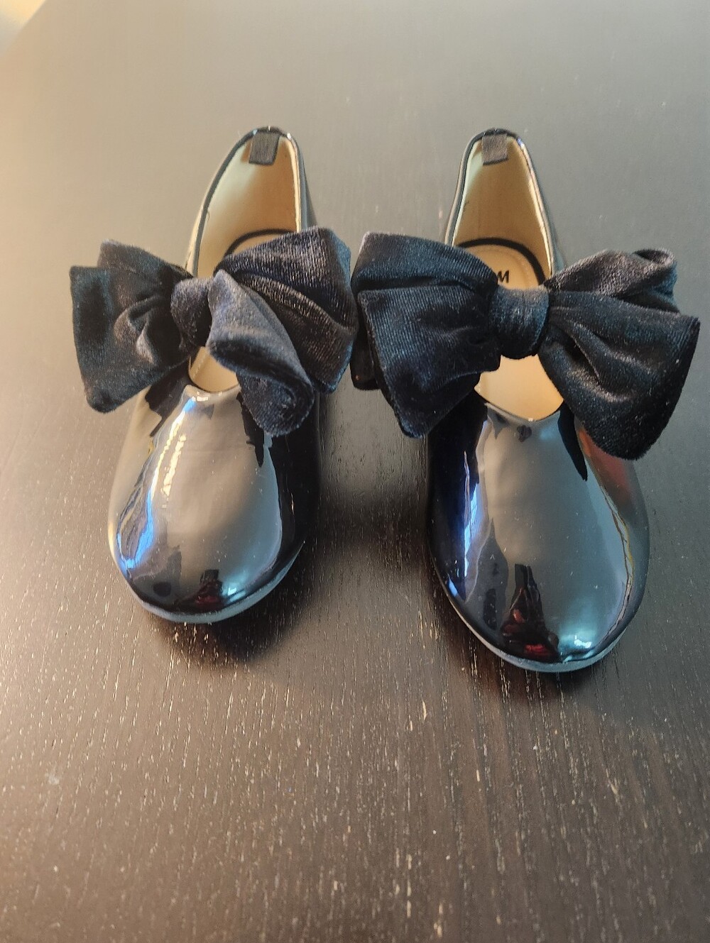 Girls Black Patent Velvet Bow Mary Jane Dress Shoes From H&M